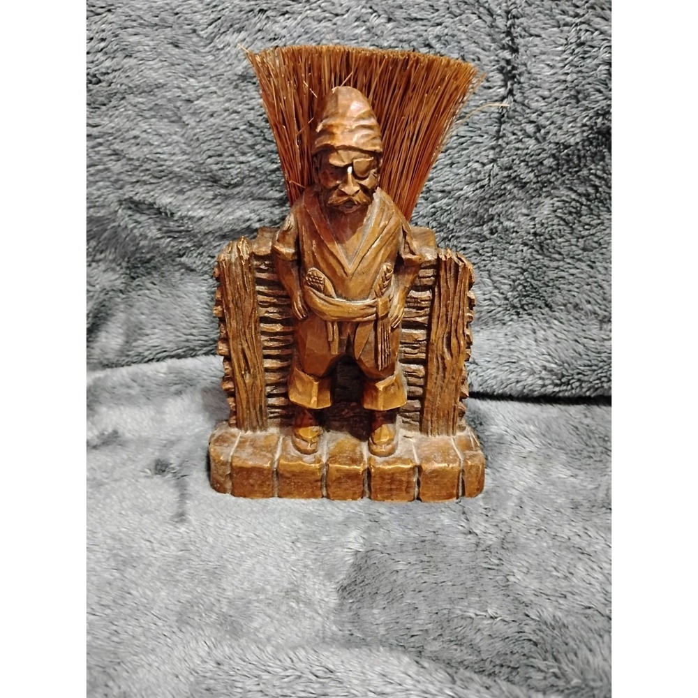 Vintage Mid-century Ornawood Pirate Figure With Brush Holder